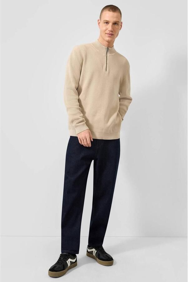 QS regular fit cropped gebreide trui beige - Foto 3