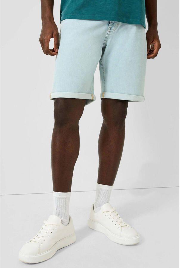 QS regular fit denim short lichtblauw denim
