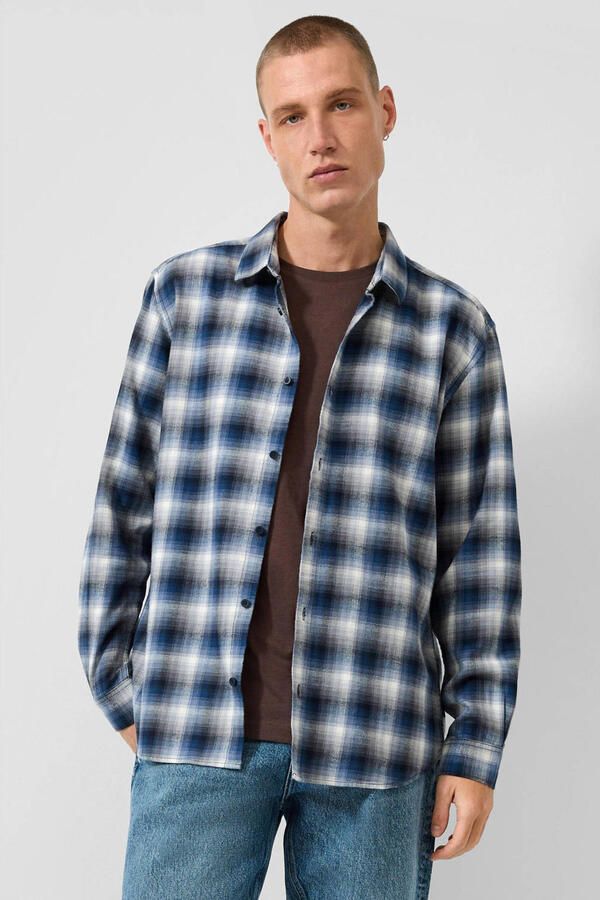 QS regular fit geruite overhemd donkerblauw