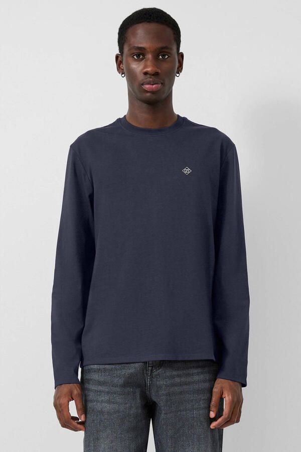 QS regular fit longsleeve donkerblauw