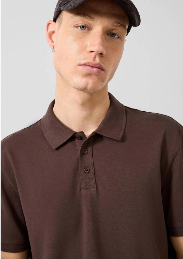 QS regular fit polo donkerbruin - Foto 2