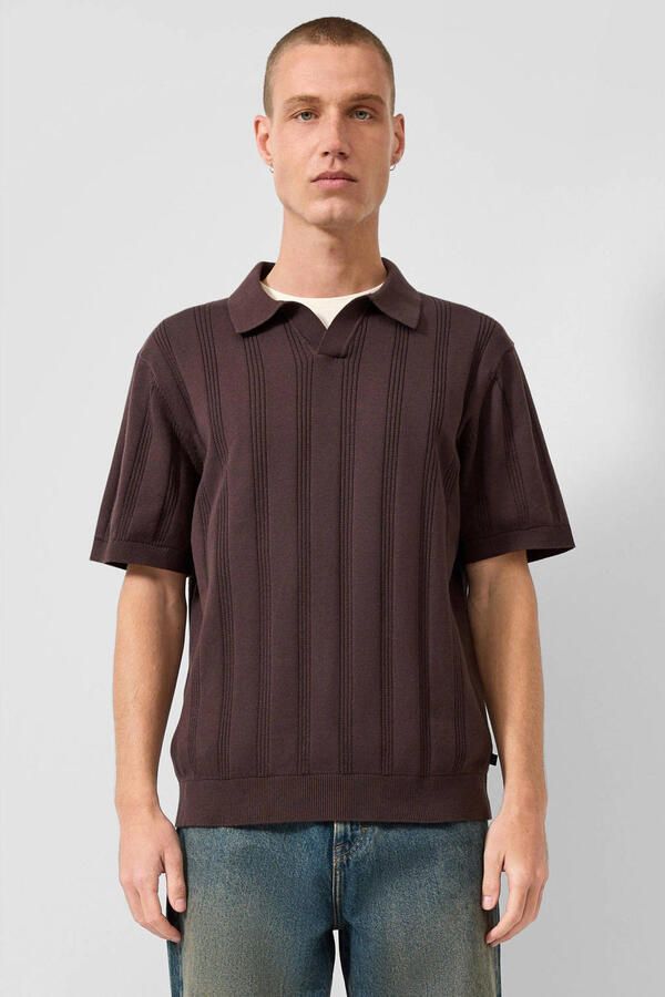 QS regular fit polo donkerbruin