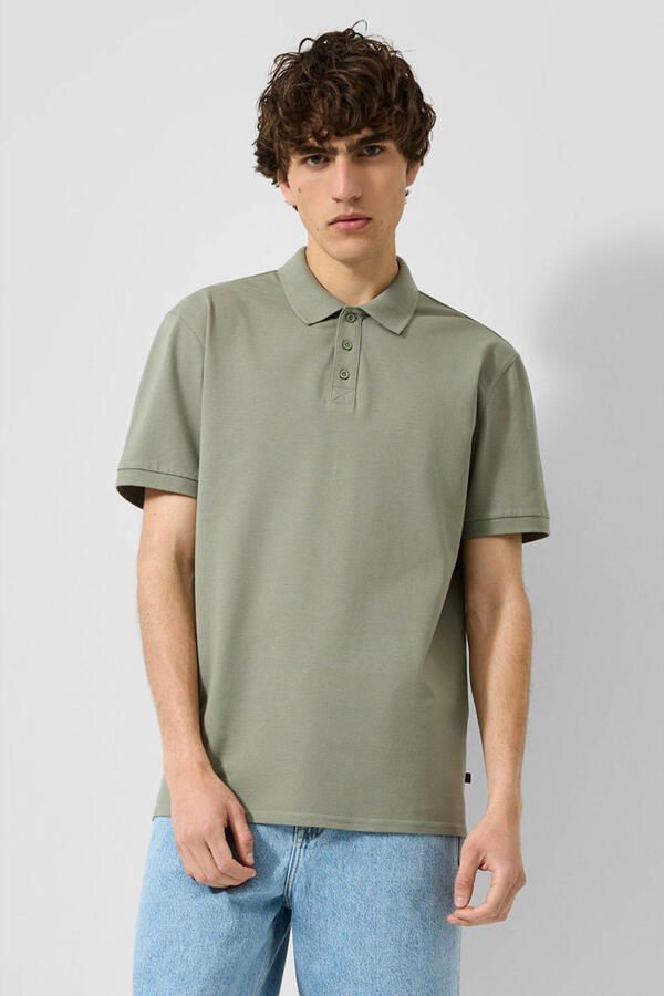 QS regular fit polo olijfgroen