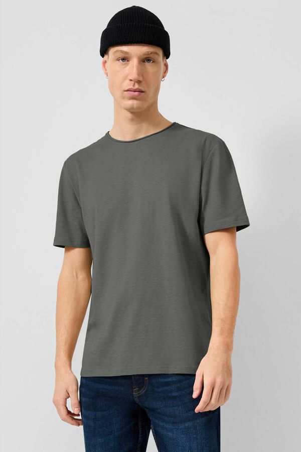 QS regular fit T-shirt antraciet