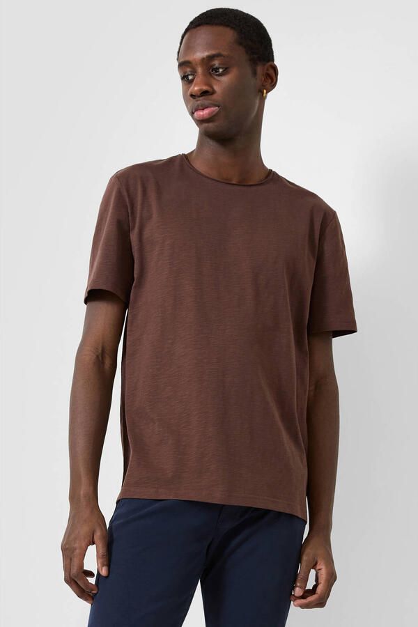 QS regular fit T-shirt donkerbruin