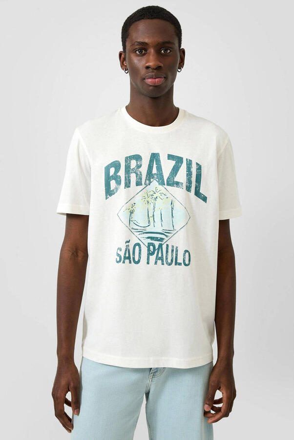 QS regular fit T-shirt met print ecru