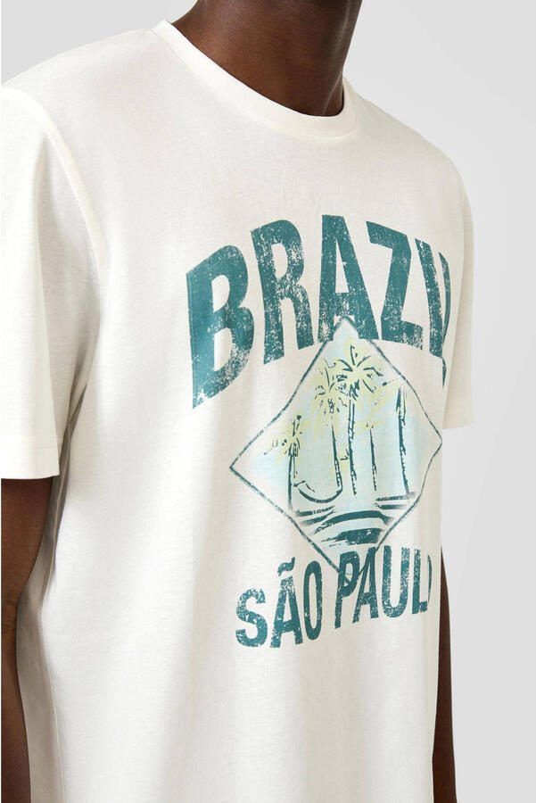 QS regular fit T-shirt met print ecru - Foto 3