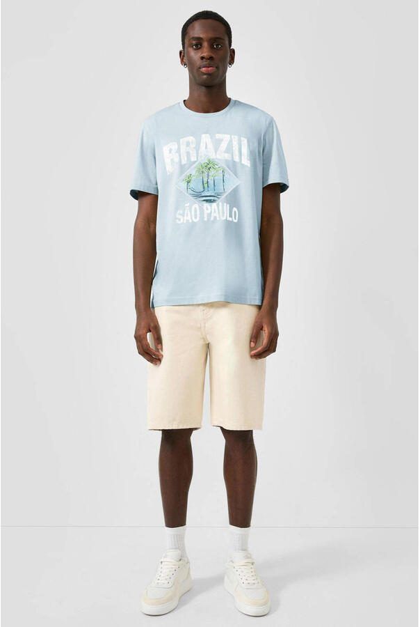 QS regular fit T-shirt met print lichtblauw - Foto 3