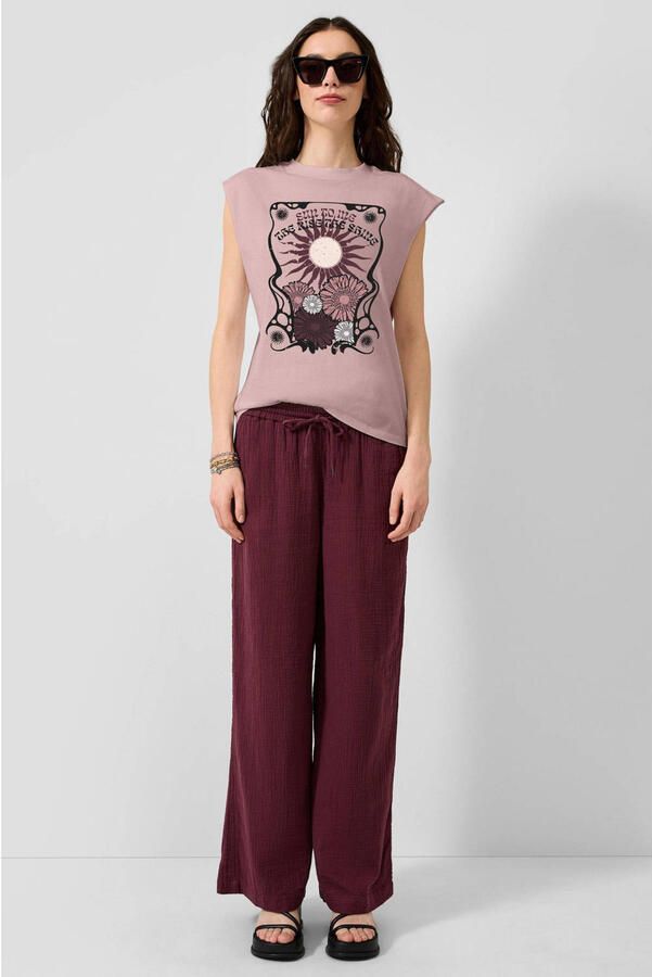 QS regular fit top met print roze - Foto 3