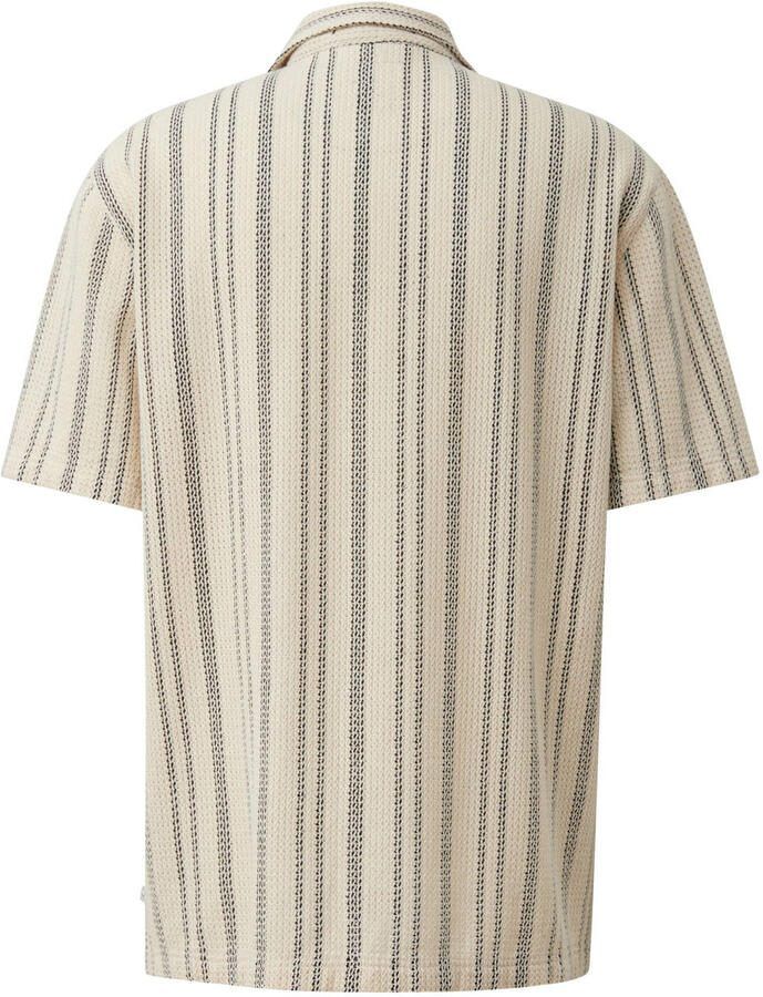 QS regular gestreept casual overhemd beige - Foto 2