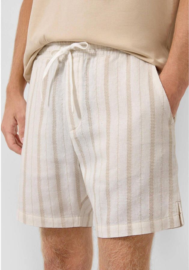 QS regular gestreepte casual short beige