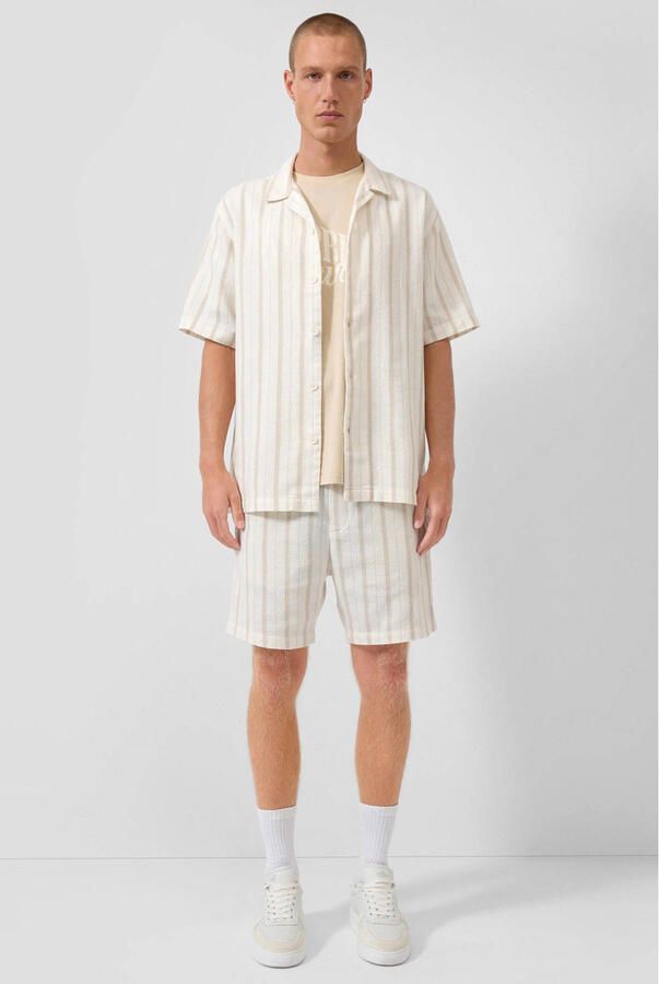 QS regular gestreepte casual short beige - Foto 2