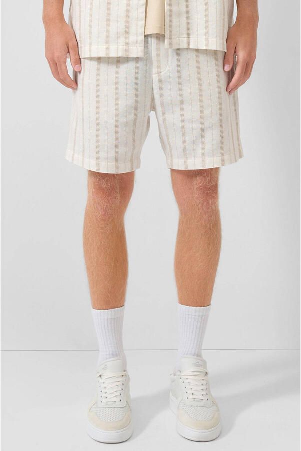 QS regular gestreepte casual short beige - Foto 3
