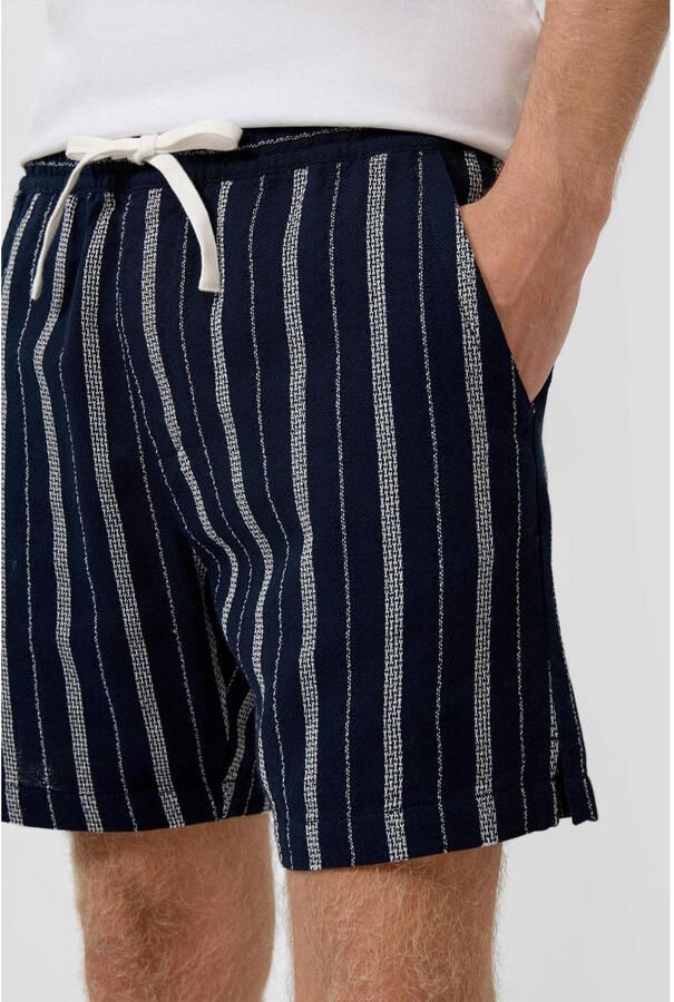 QS regular gestreepte casual short donkerblauw - Foto 3