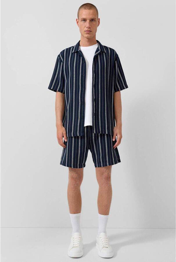 QS regular gestreepte casual short donkerblauw - Foto 2