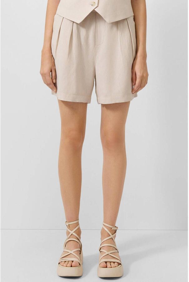 QS regular high waist broek beige