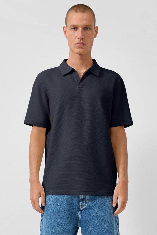 QS regular polo donkerblauw