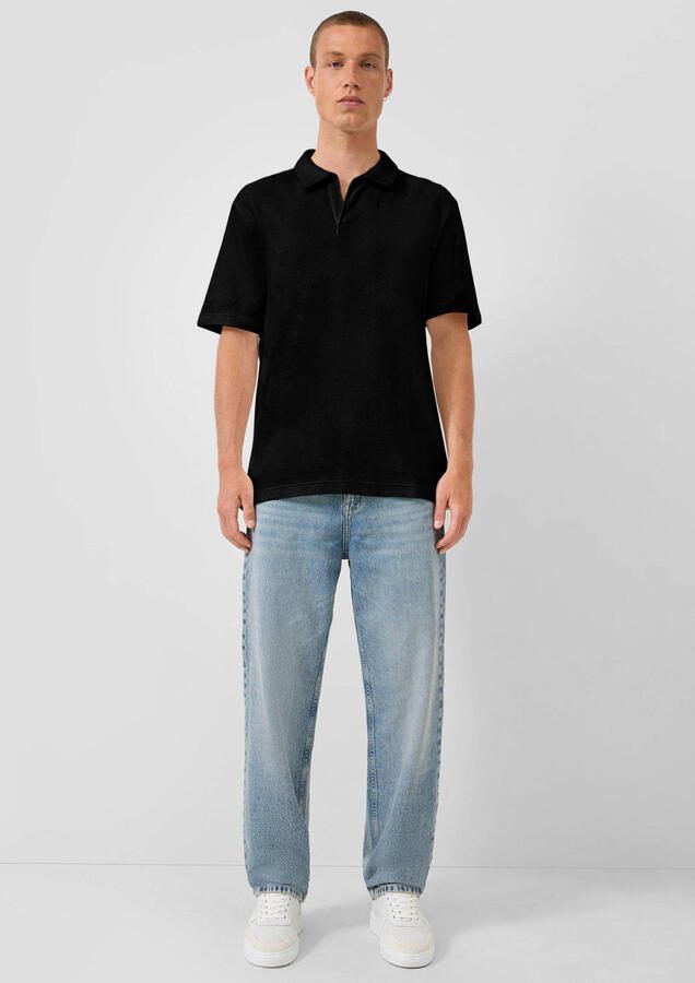 QS regular polo zwart gebreid - Foto 3