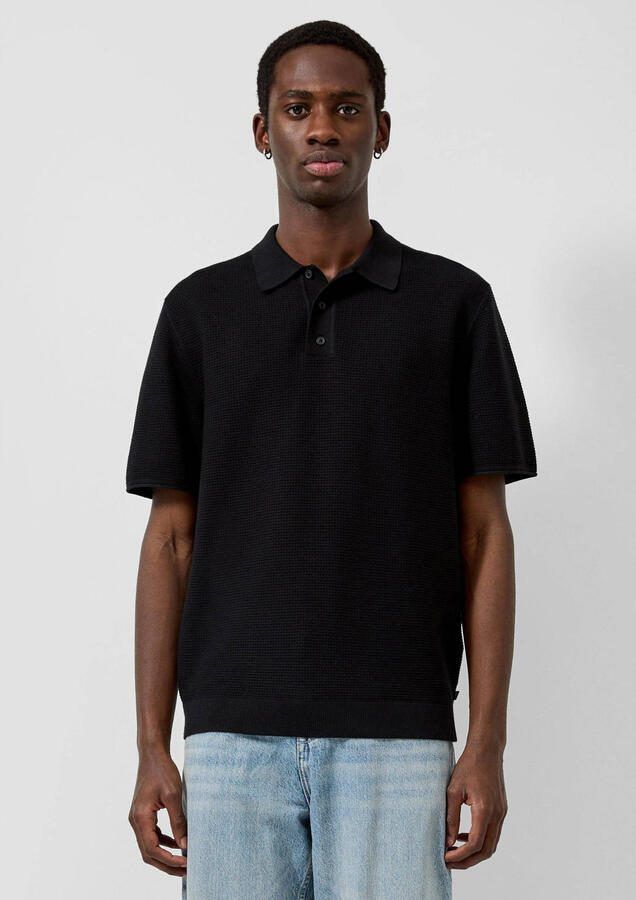 QS regular polo zwart