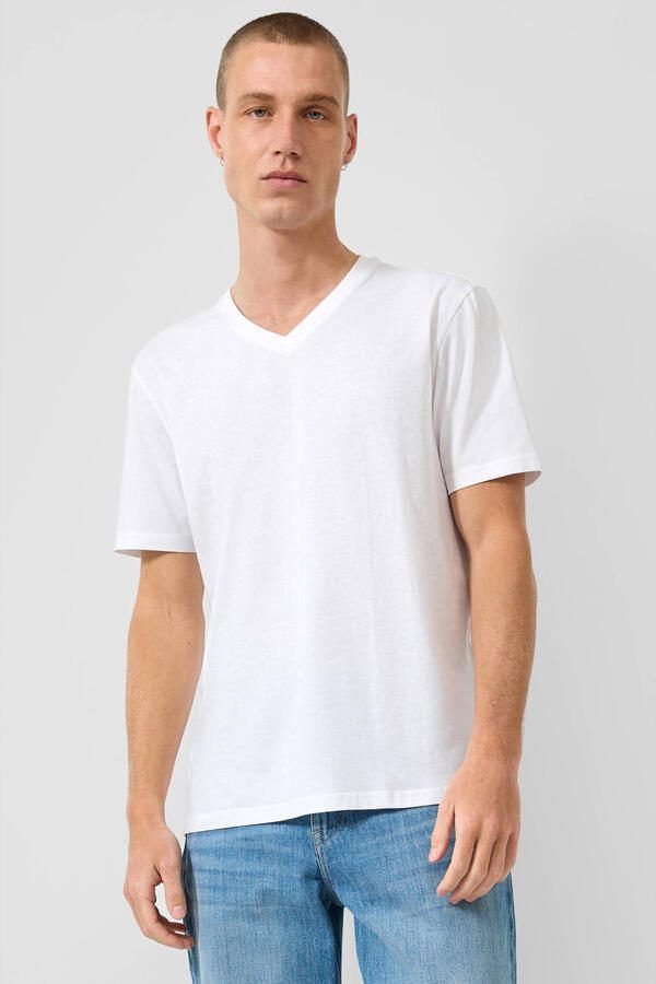 QS regular T-shirt wit (set van 2)