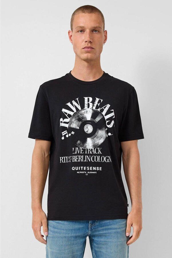QS regular T-shirt zwart