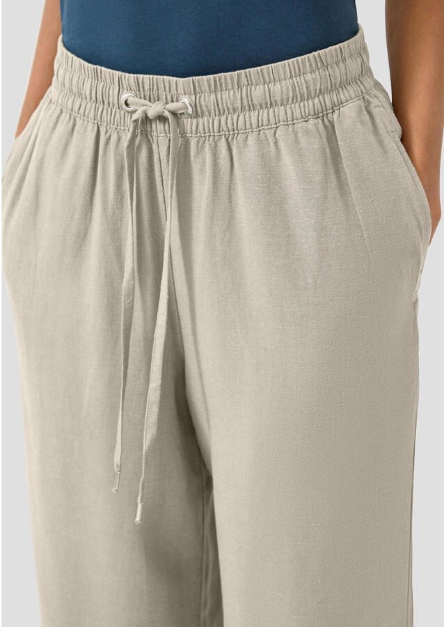 QS regular waist casual broek met linnen beige - Foto 2