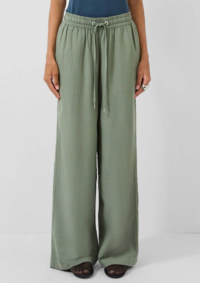 QS regular waist casual broek met linnen donkergroen