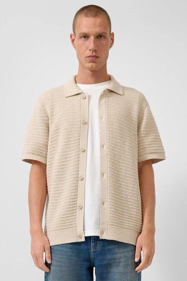QS relaxed casual overhemd beige