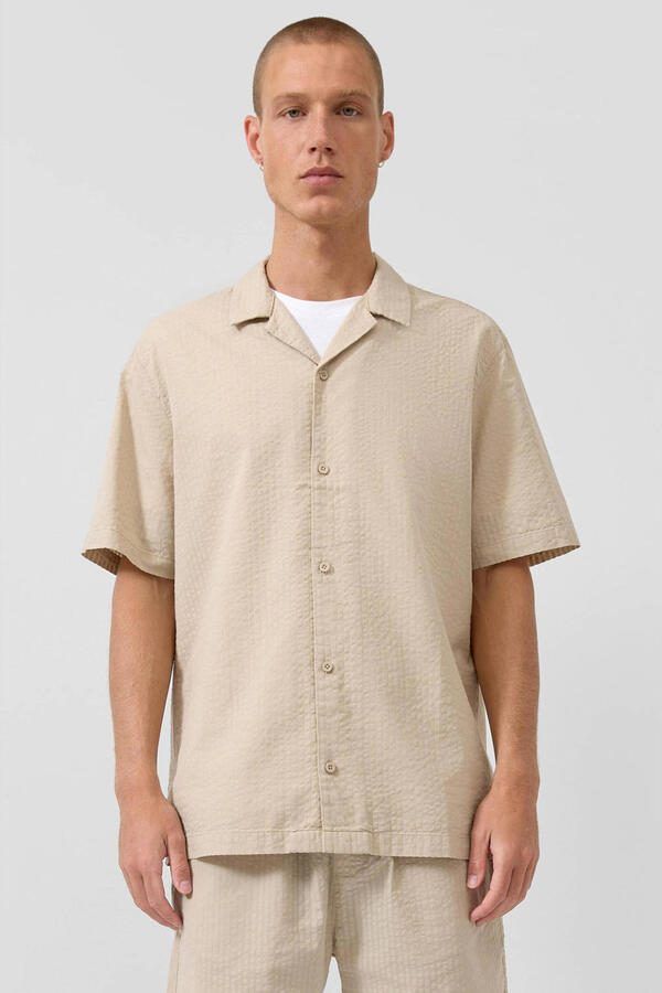 QS relaxed casual overhemd beige