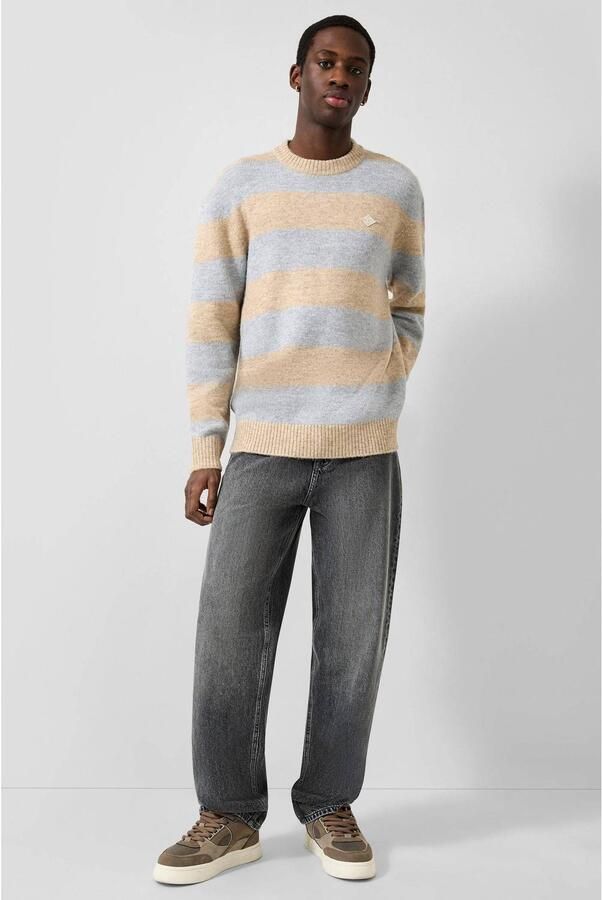 QS relaxed fit gebreide gestreepte trui meerkleurig