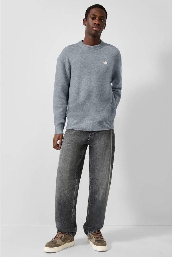 QS relaxed fit gebreide trui grijs