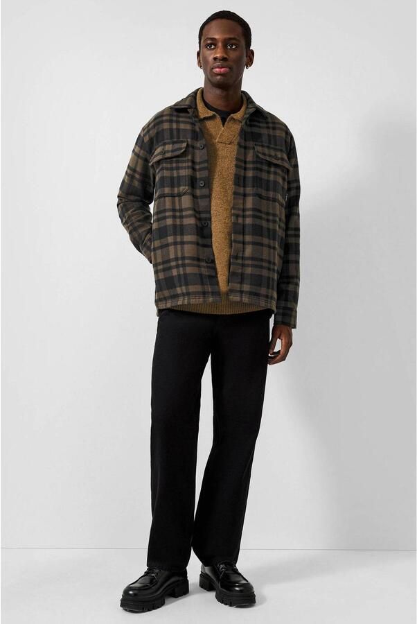 QS relaxed fit geruit overshirt donkerbruin - Foto 3