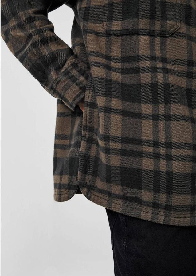 QS relaxed fit geruit overshirt donkerbruin - Foto 2