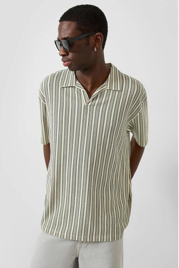 QS relaxed fit overhemd met print grijs