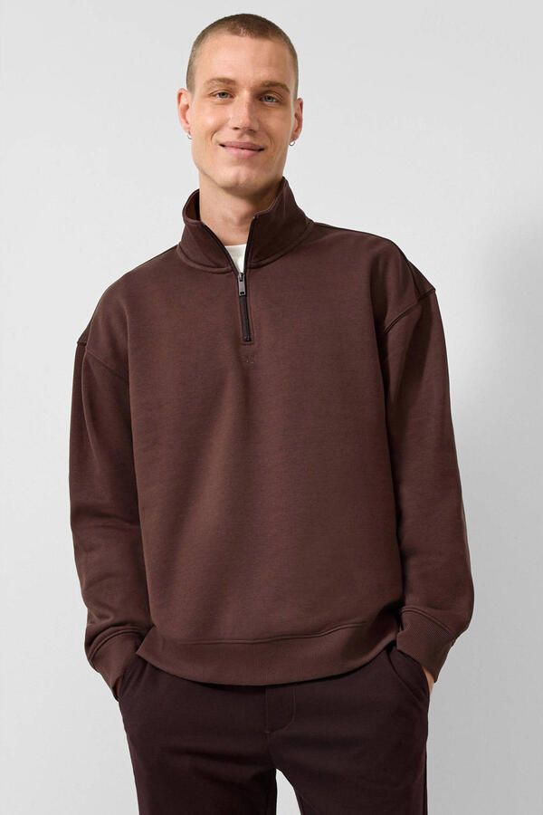 QS relaxed fit sweater donkerbruin