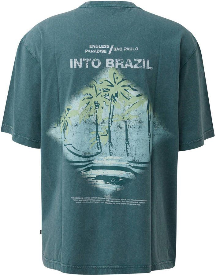 QS relaxed fit T-shirt met backprint petrol - Foto 2