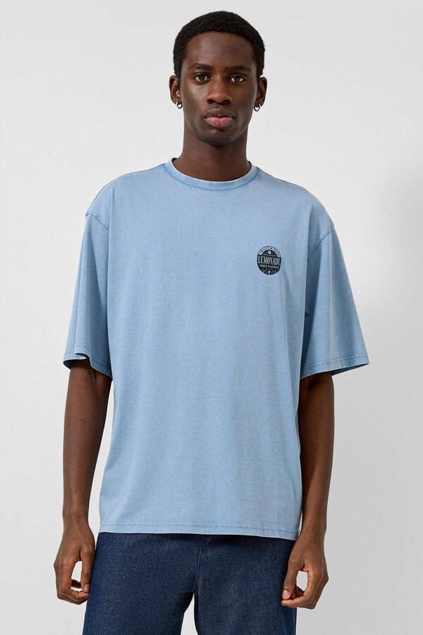 QS relaxed T-shirt met backprint blauw