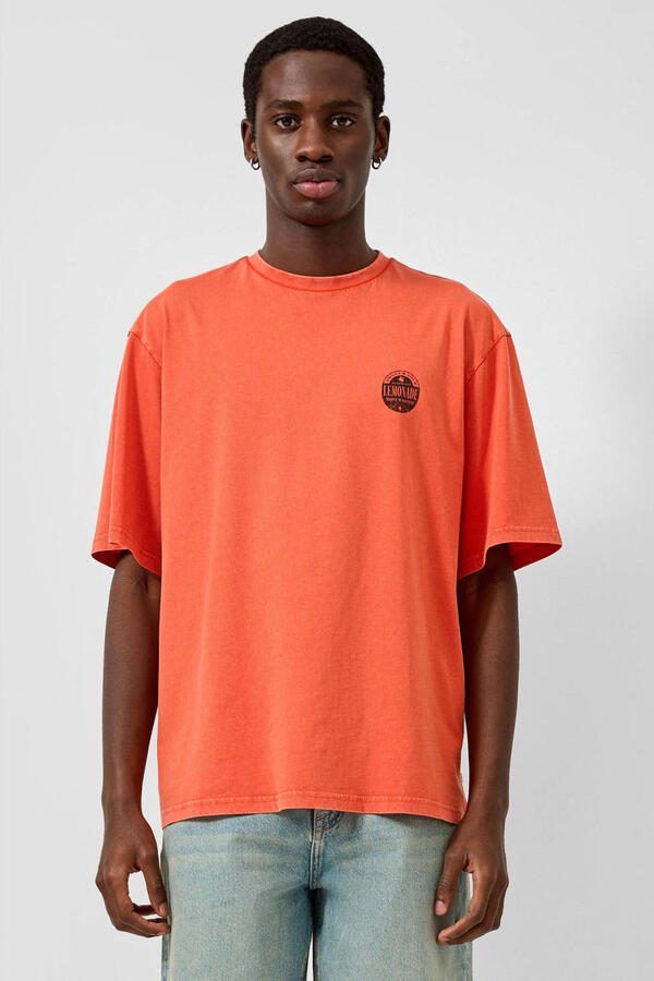 QS relaxed T-shirt met backprint rood
