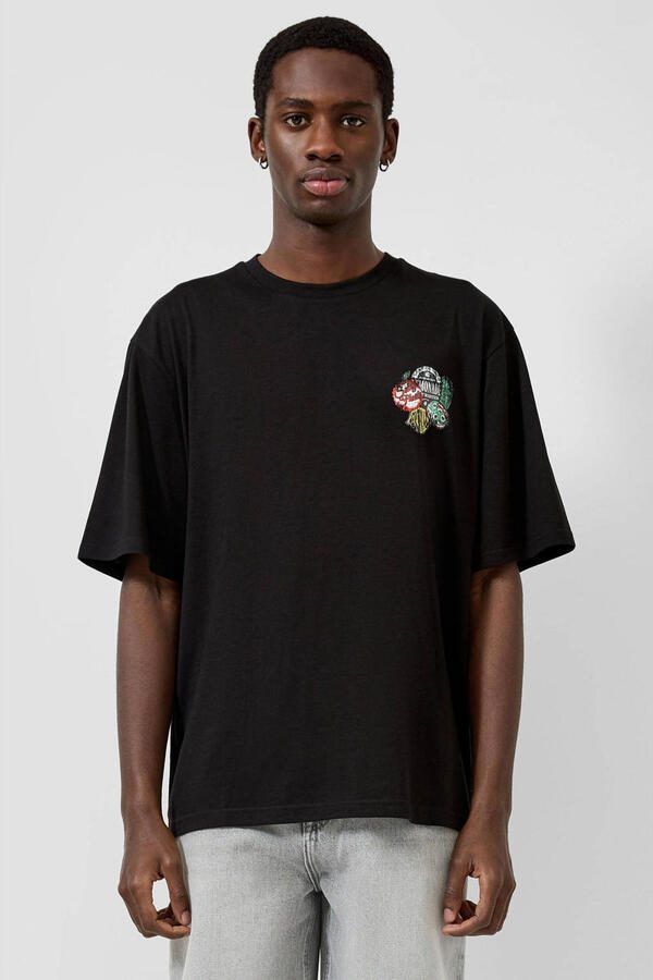 QS relaxed T-shirt met backprint zwart