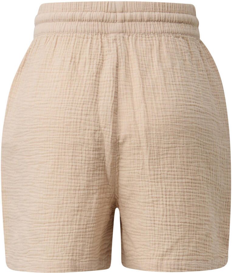 QS straight high waist casual short met textuur beige - Foto 2