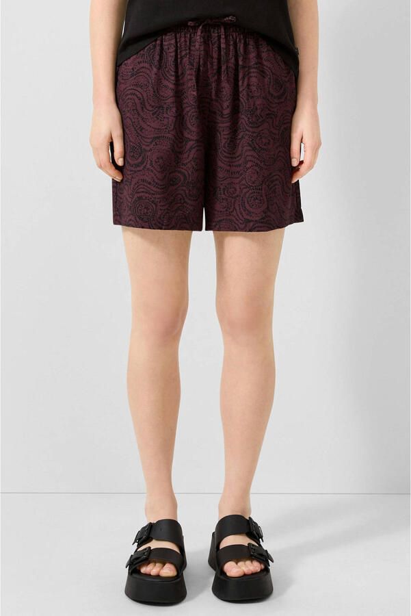 QS straight leg casual short met print donkerpaars