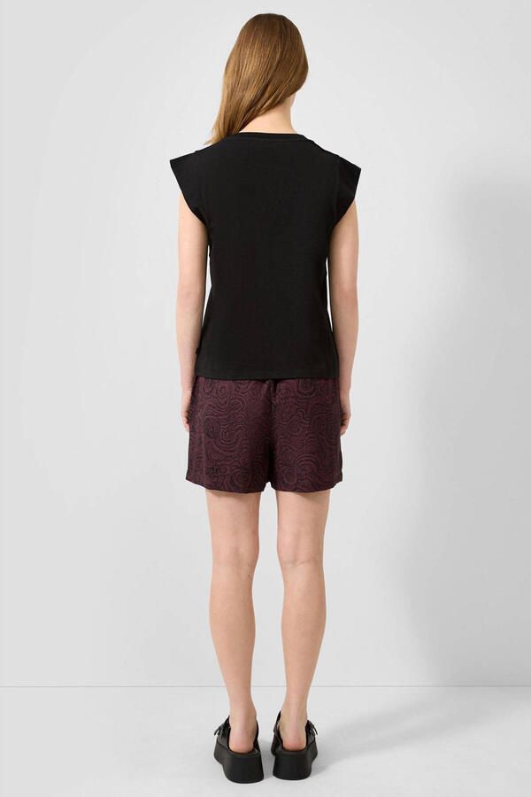 QS straight leg casual short met print donkerpaars - Foto 3