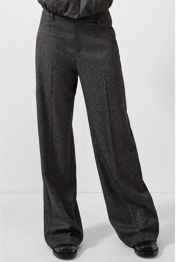 QS straight leg pantalon met melée zwart