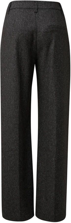 QS straight leg pantalon met melée zwart - Foto 2