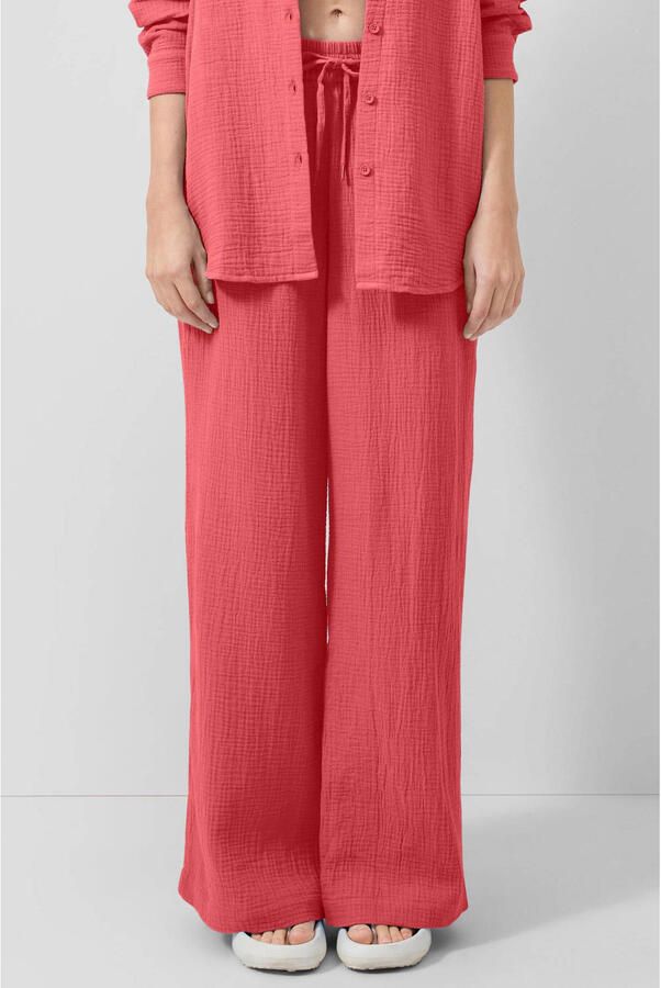 QS straight regular waist casual broek koraalrood