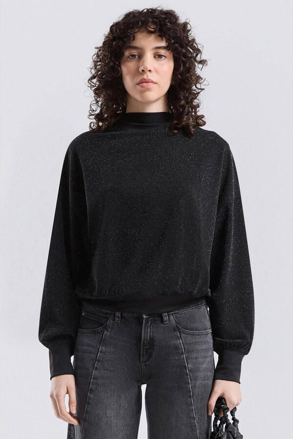 QS sweater zwart met glitter