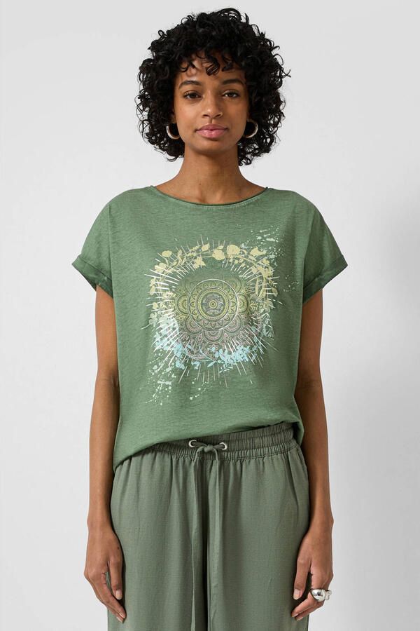 QS T-shirt donkergroen