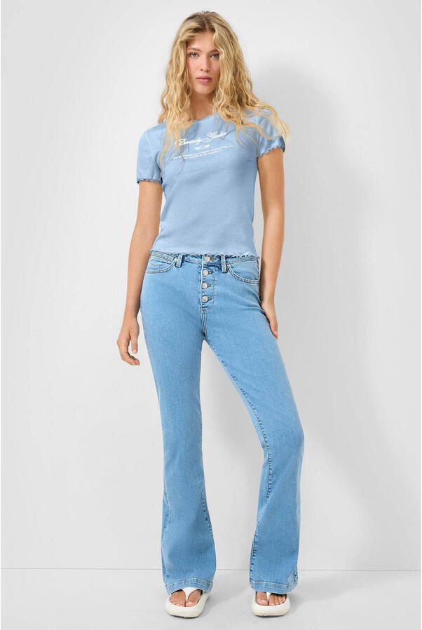 QS T-shirt lichtblauw rib gebreid - Foto 2