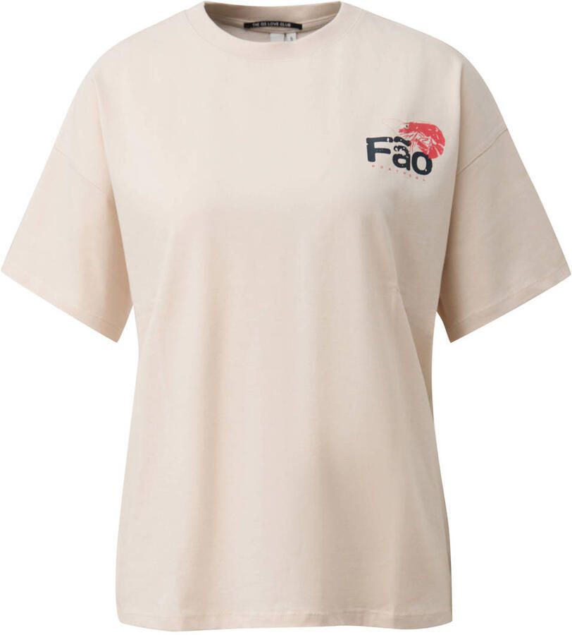 QS T-shirt met backprint beige - Foto 2
