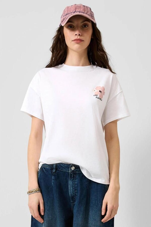 QS T-shirt met backprint wit